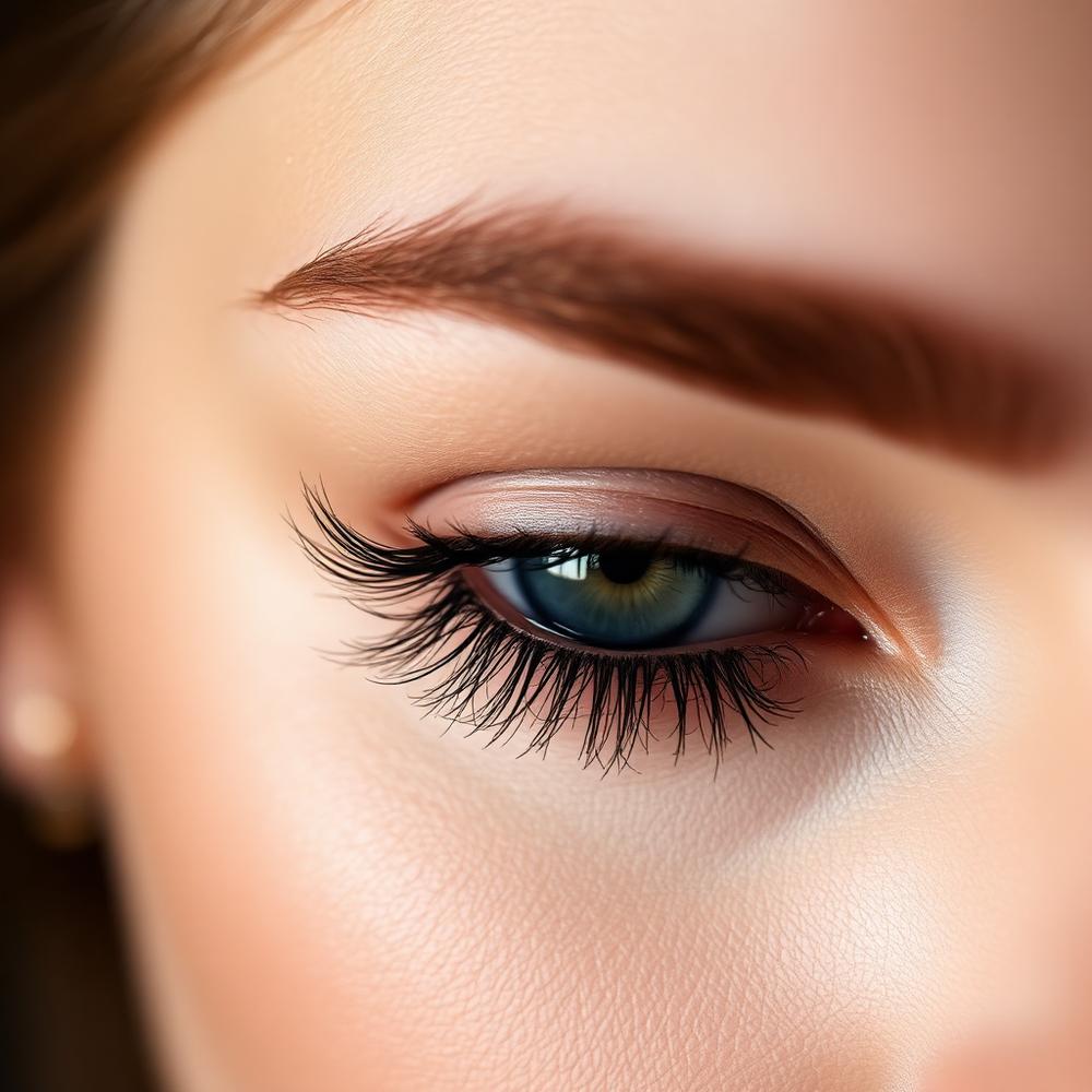 Cat-eye lash extensions close up