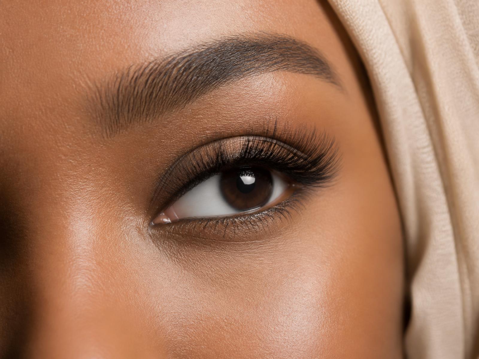 Close-up of luxurious eyelash extensions